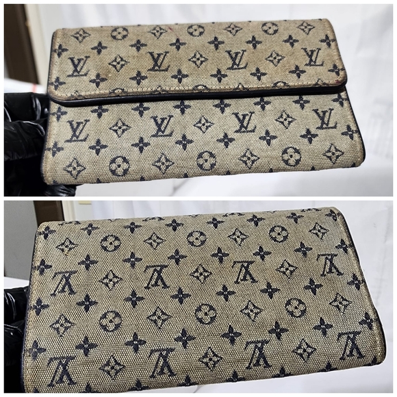 Louis Vuitton Monogram Mini Lin Pattern Canvas Flap Wallet Beige/Black - Picture 6 of 12